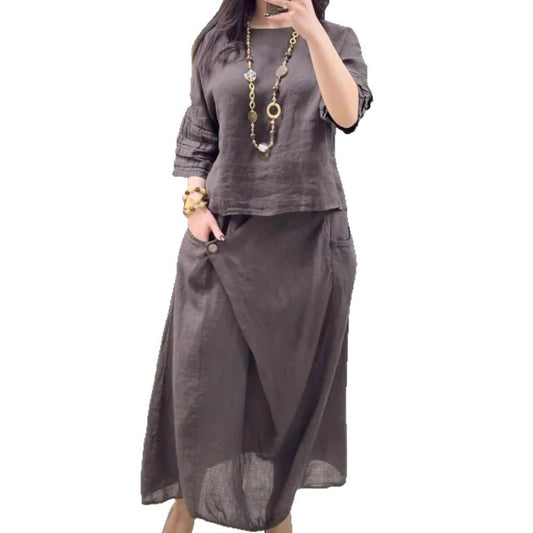 Women's Casual Solid Color Loose Dress Two-piece Suits