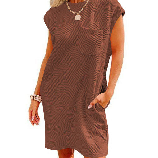 Casual Sports Round Neck Pocket Sleeve Dresses
