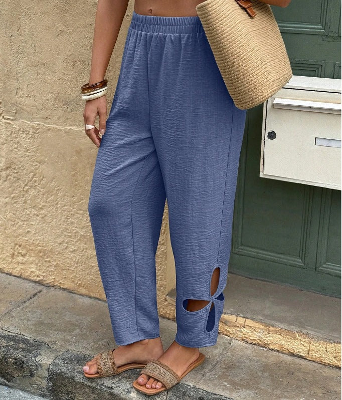 Women's Casual Daily Side Pocket Full Length Pants