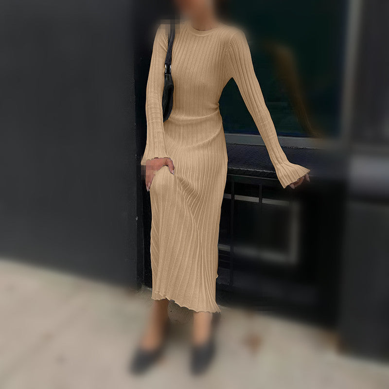 Women's Knitted Dress Casual Waist Tight Large Dresses