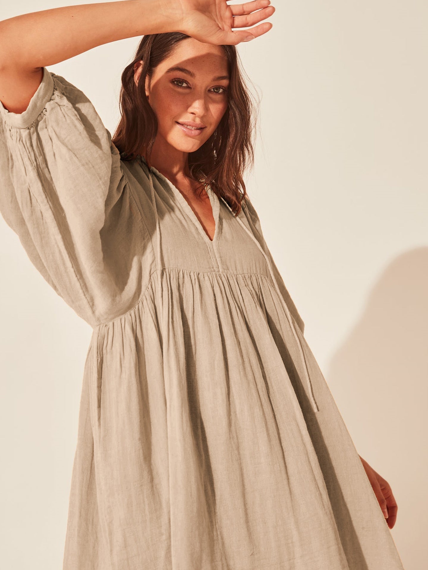 Women's Solid Color Loose Lantern Sleeve Casual Temperament Dress