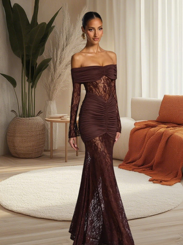 Sexy Cutout Long-sleeved Fishtail Long Dress Dresses