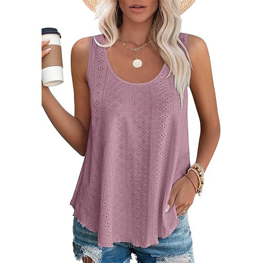 Fashion Round Neck Loose Sleeveless T-shirt Tops