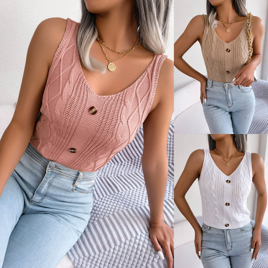 Women's Clearance Casual Buttons Plait Holiday Women's Sweater