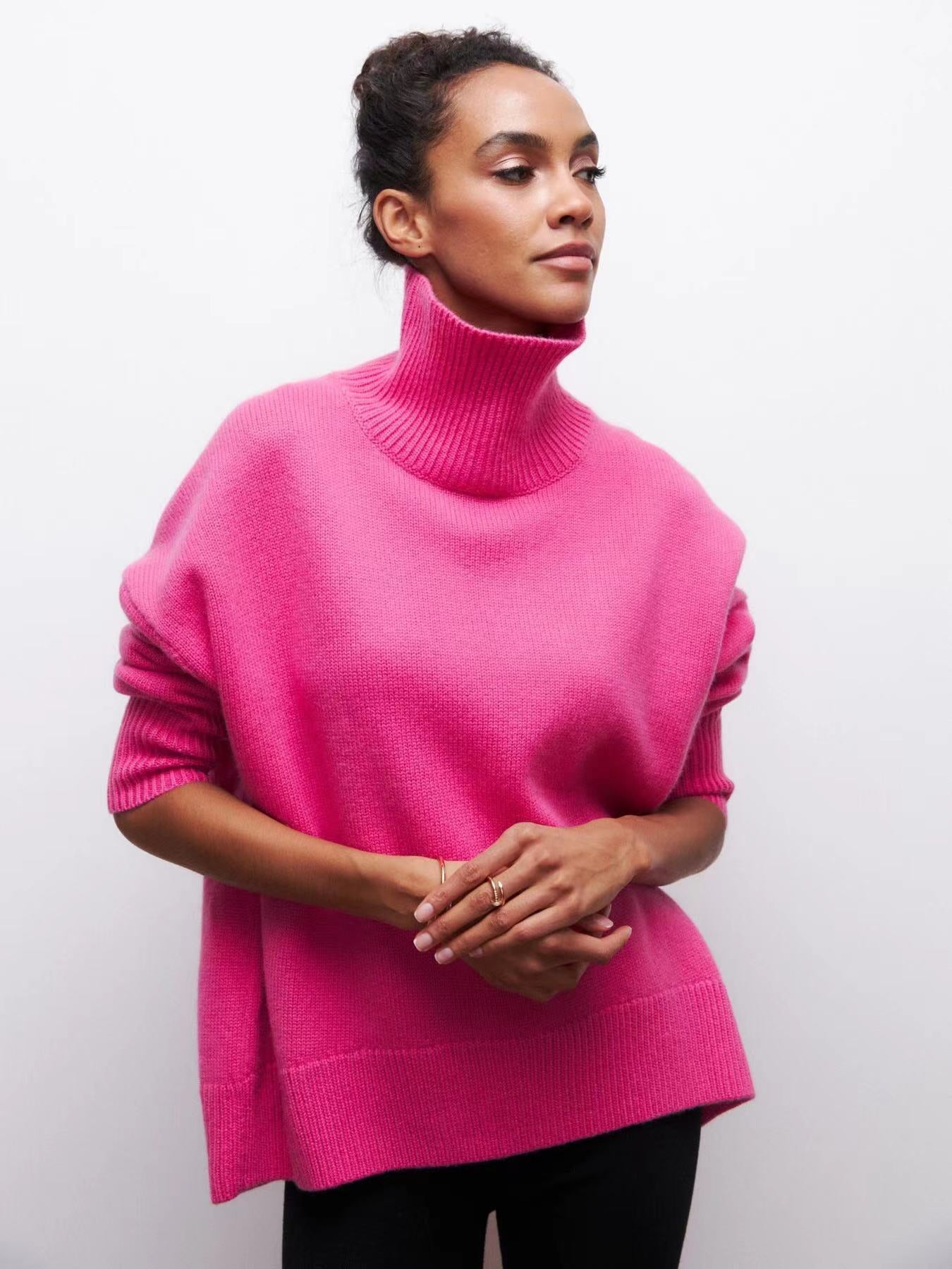 Casual Women's Loose Mock Neck Russian Sweater