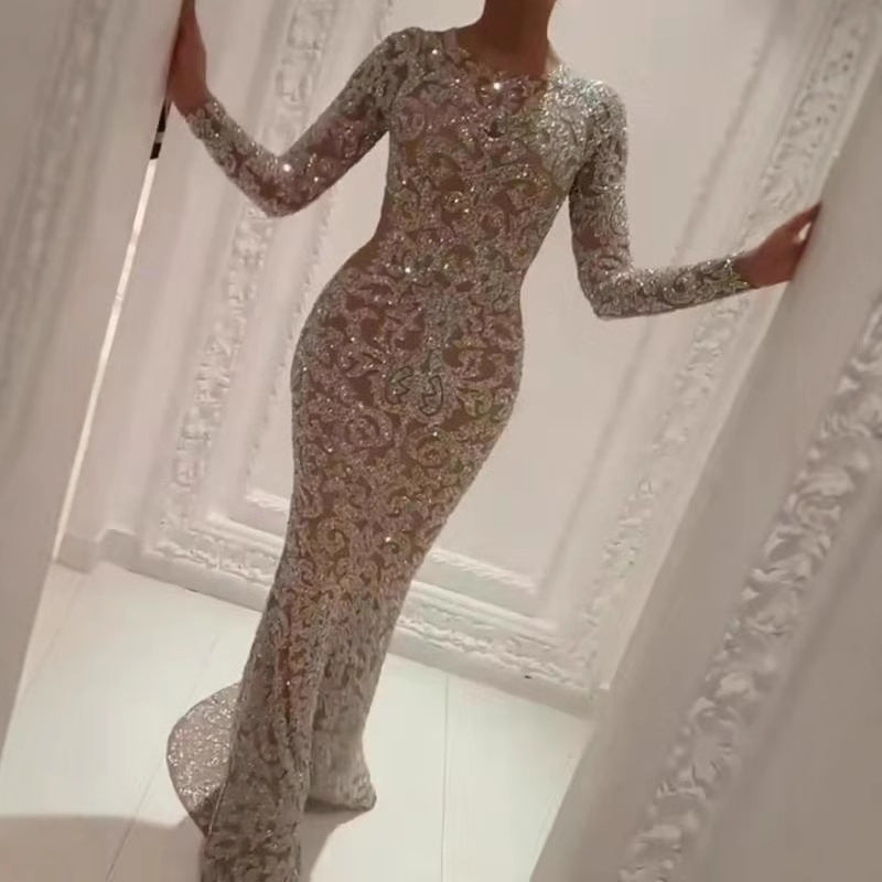 Women's Spring Bronzing Long-sleeved Sexy Dress Dresses