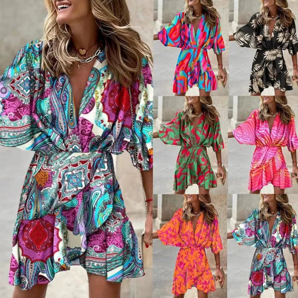 Durable Charming Batwing Sleeve Hem Irregular Dress