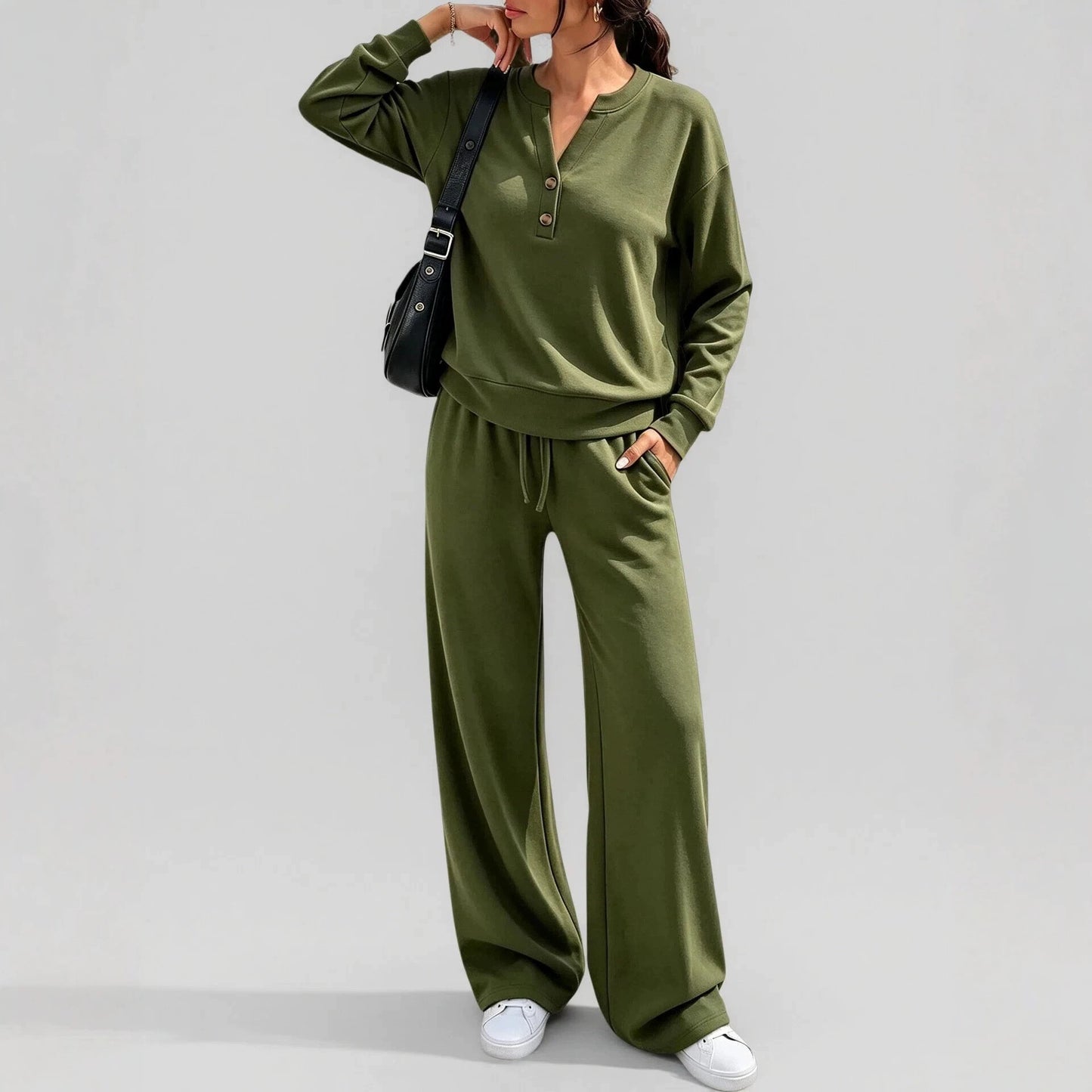 Women's Loose-fitting Long Sleeves Sports Two-piece Fashion Casual Suit
