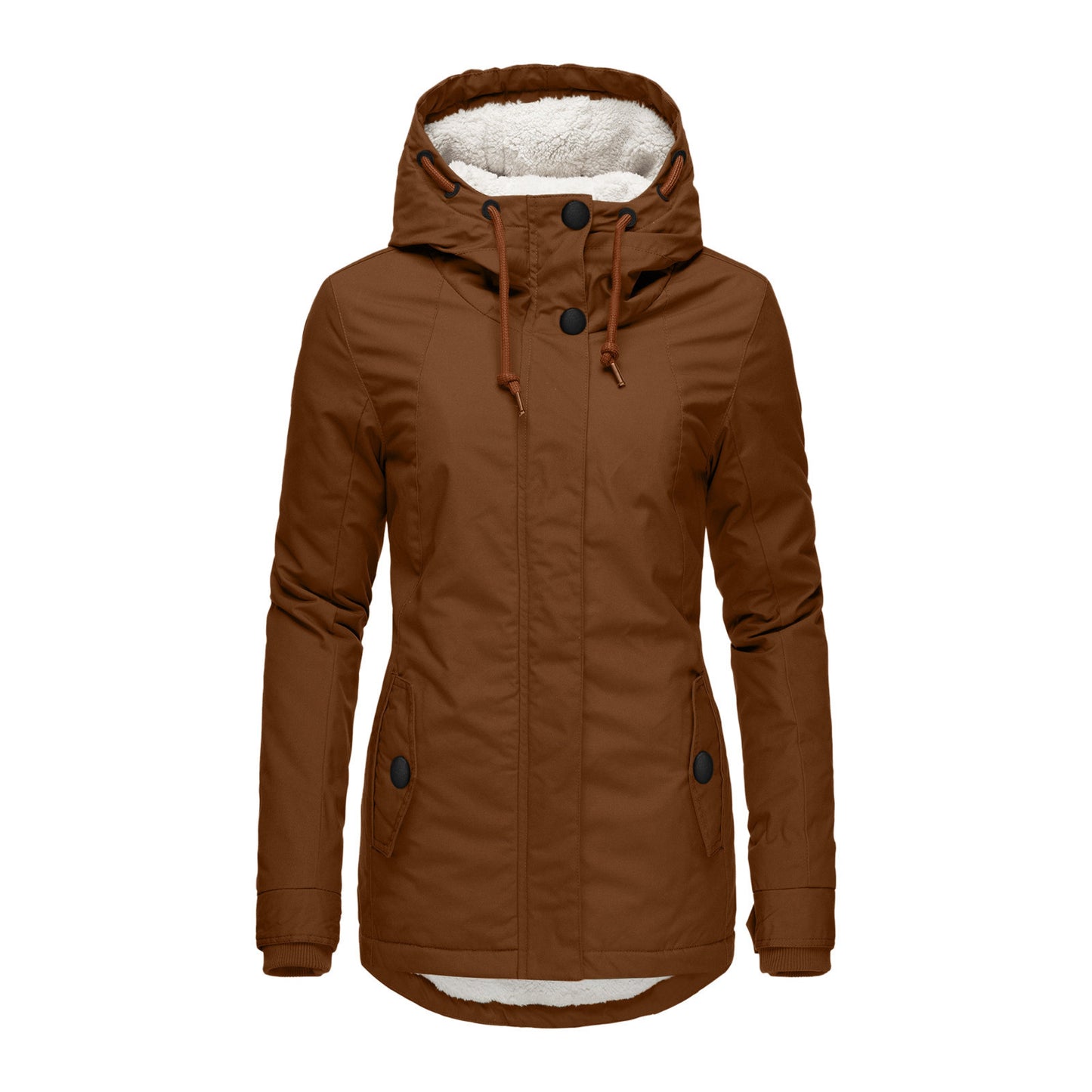 Women's Winter Quilted Cotton Parka Lamb Wool Woman Dress Coats