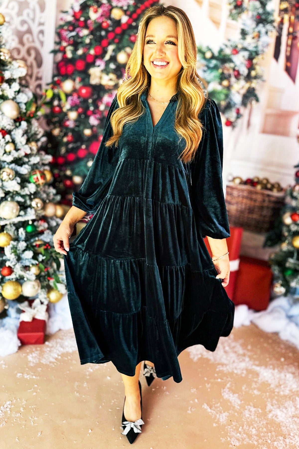 Women's Long Veet Loose Ruffled Large Swing Dress
