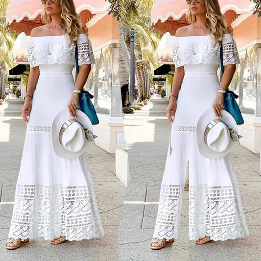 Women's Casual Fashion Stitching Lace Dress Dresses
