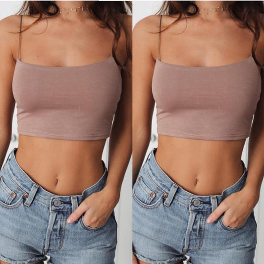 Women's Summer Solid Color Sexy Spaghetti Straps Tops