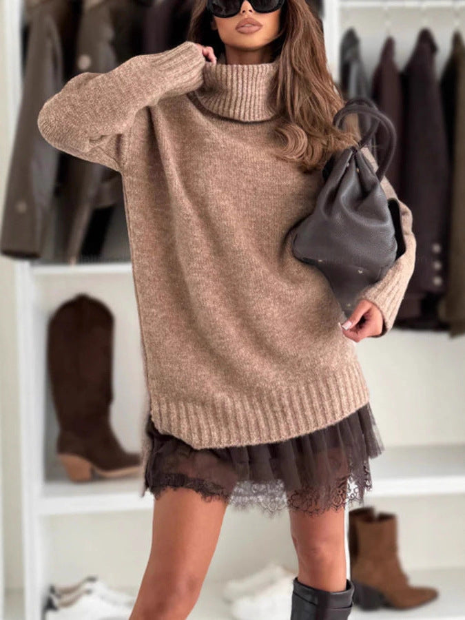 Women's Woolen Inner Wear Dress Lace Edge Tops