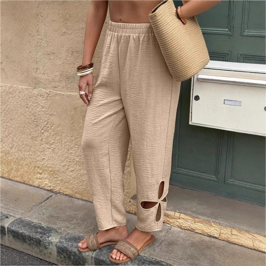 Women's Casual Daily Side Pocket Full Length Pants