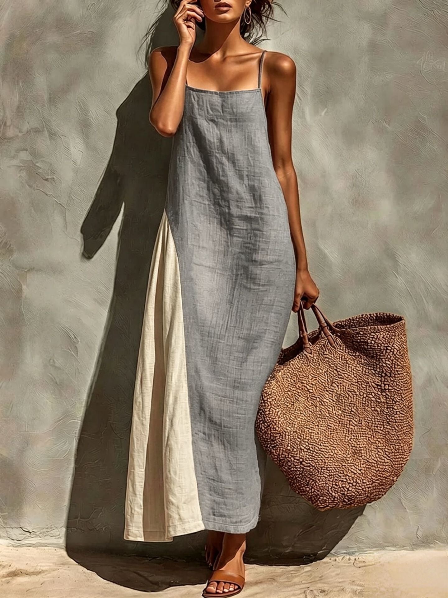 Women's Summer Cotton Linen Versatile Simple Camisole Dress