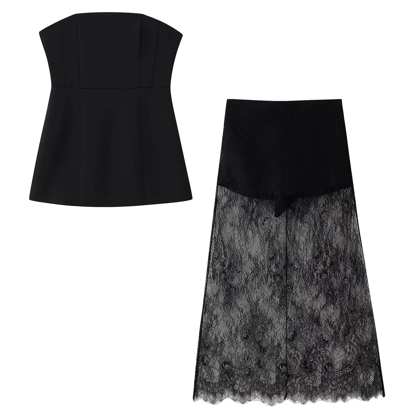 Women's Waist Tube High Lace Mid-length Dress Suits