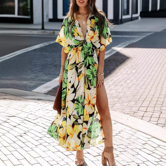 Women's Sexy High Waist Fashion Floral Print Dresses