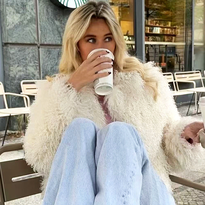 Women's Fur Fashion Temperament Warm Long Sleeves Coats
