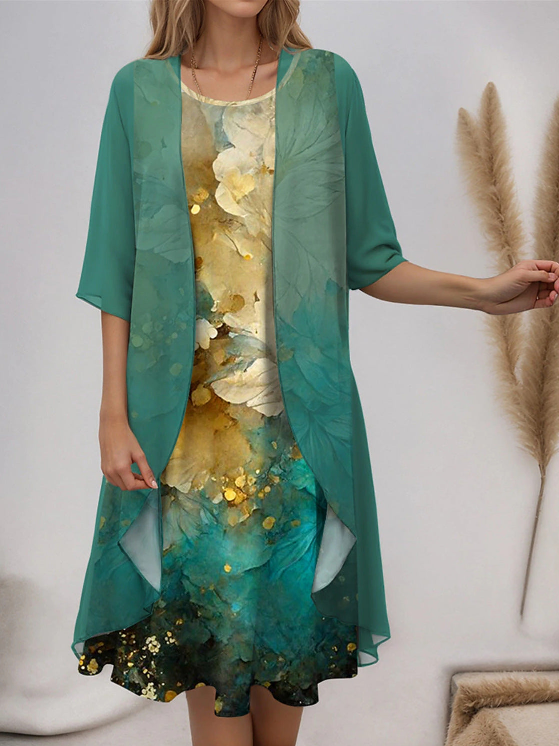 Innovative Fashion Elegant Chiffon Two-piece Set Dress