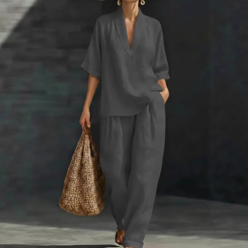 Women's Loose Leisure Simple Solid Color Two-piece Fashion Casual Suit
