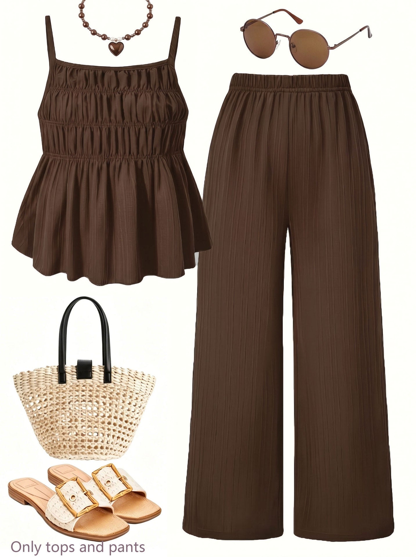 Women's Wrinkle Textured Small Slip Wide Leg Fashion Casual Suit