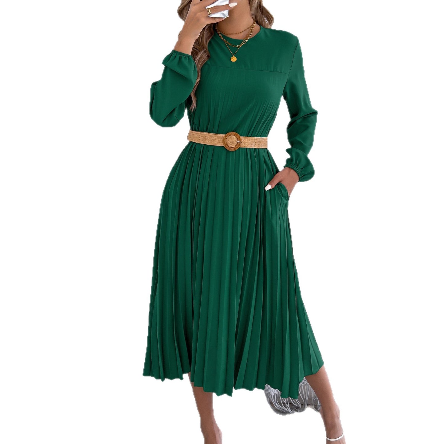 Women's Casual Solid Color Long Sleeve Pocket Clothing