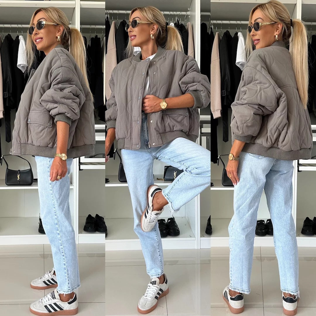 Women's Long Sleeve Casual Button Pure Color Coats
