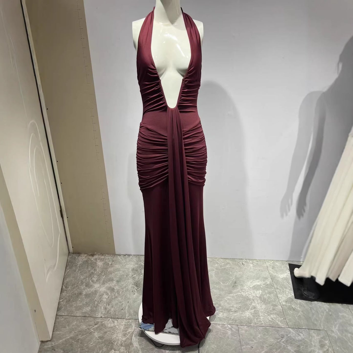 Women's Elegant Vacation Style Backless Halter Sheath American Dress
