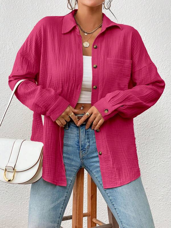 Women's Autumn Shirt Drop Shoulder Batwing Long Blouses