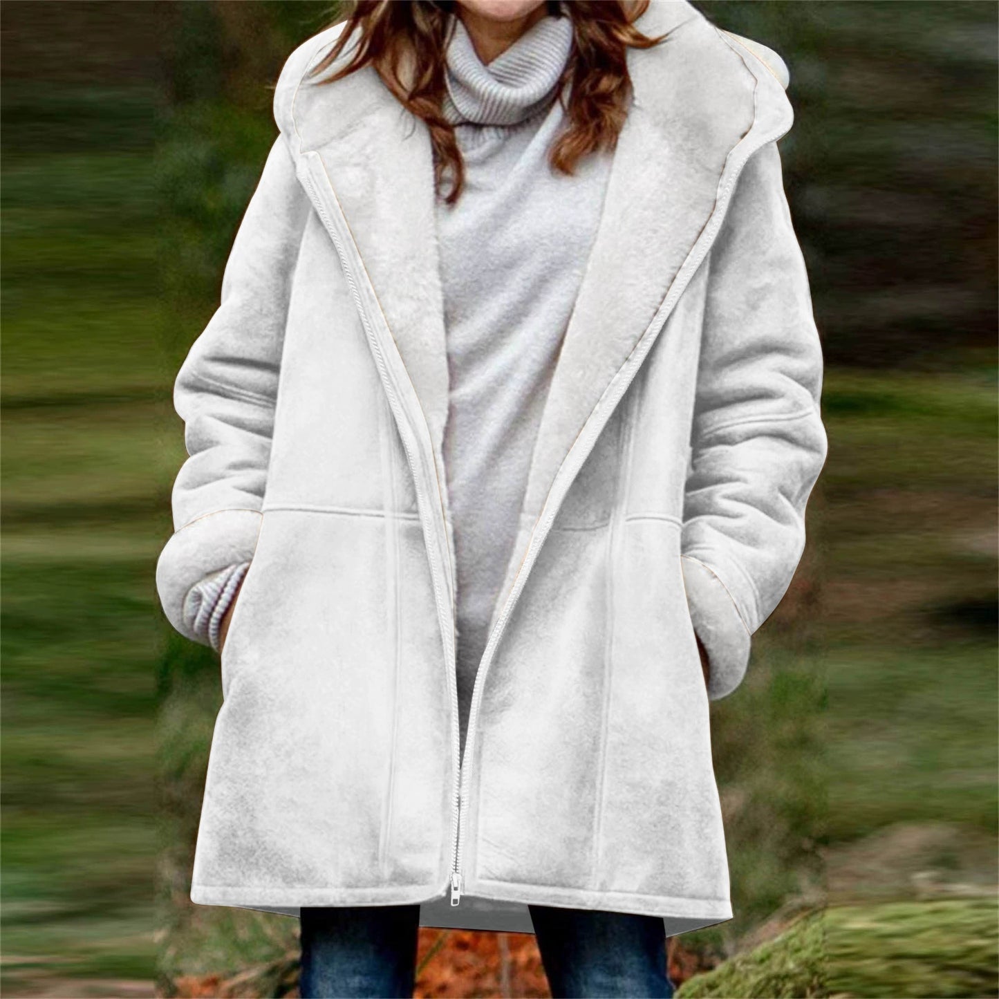 Women's Casual Loose Veet Thickened Solid Color Coats