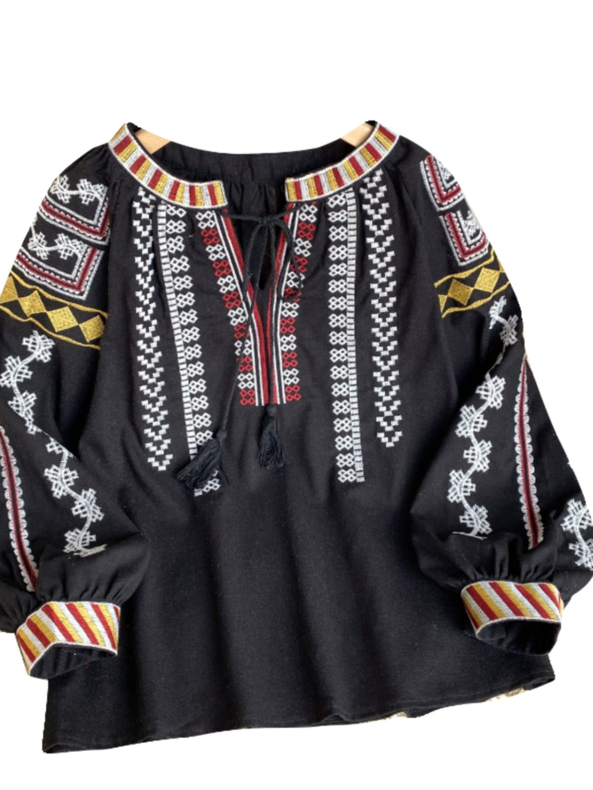 Women's Retro Embroidered Shirt Bohemian Vacation Style Tops