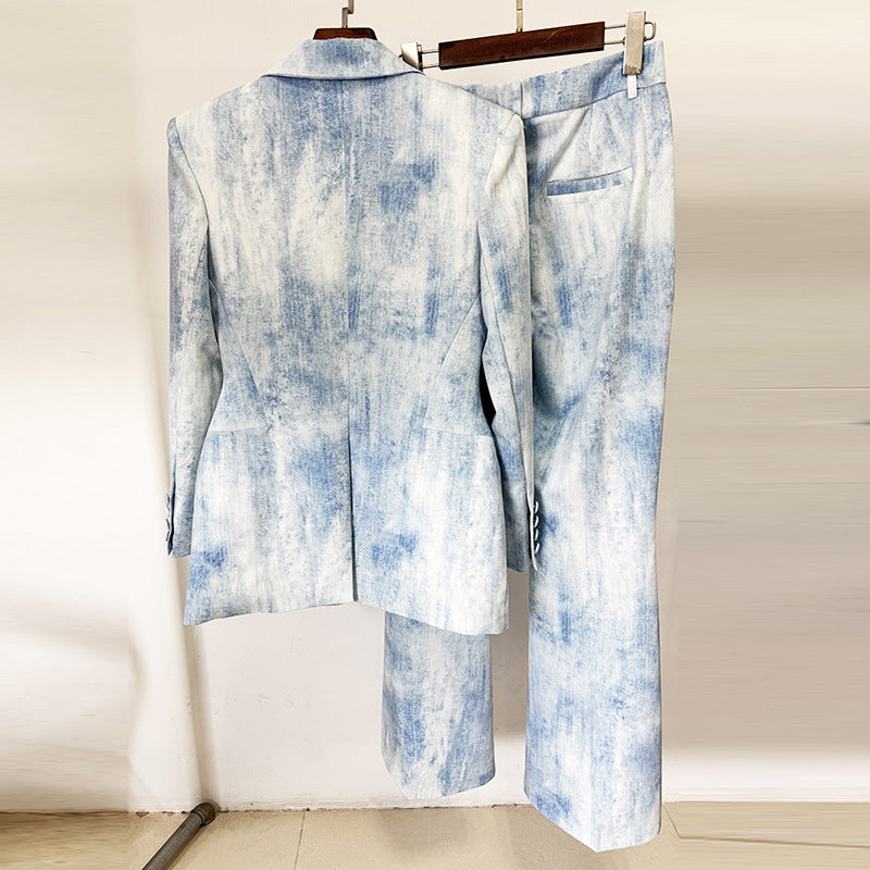 Early Spring Printed Mid-length Trousers Two-piece Fashion Casual Suit