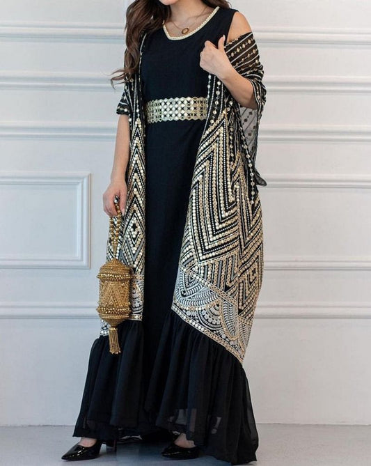 Printed Fashion City Casual Dolman Sleeve Pleating Tape Dresses