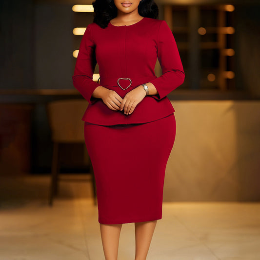 Women's Fashion Round Neck Temperament Ol Pencil Dresses