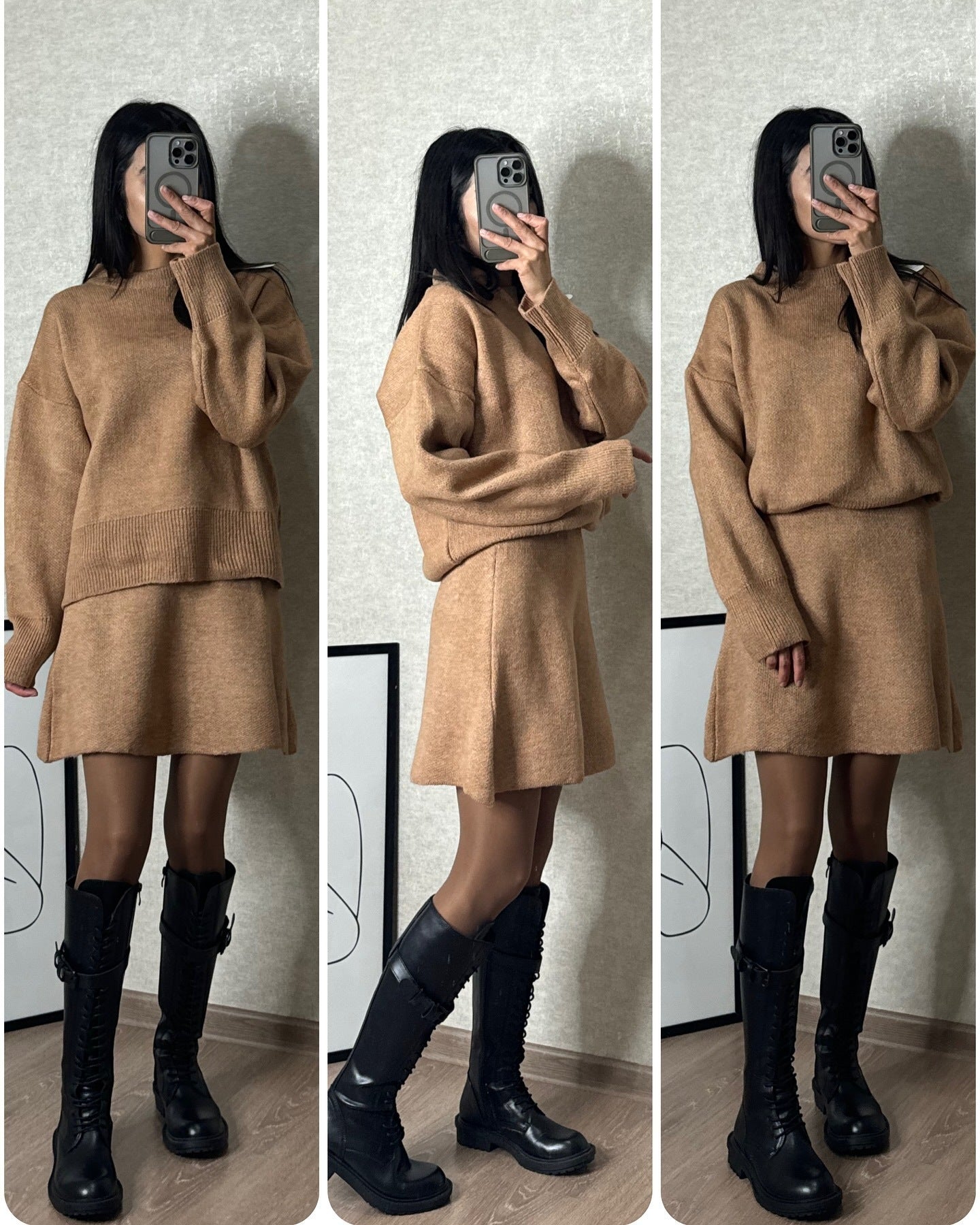 Autumn Solid Color Round Neck Loose Suits