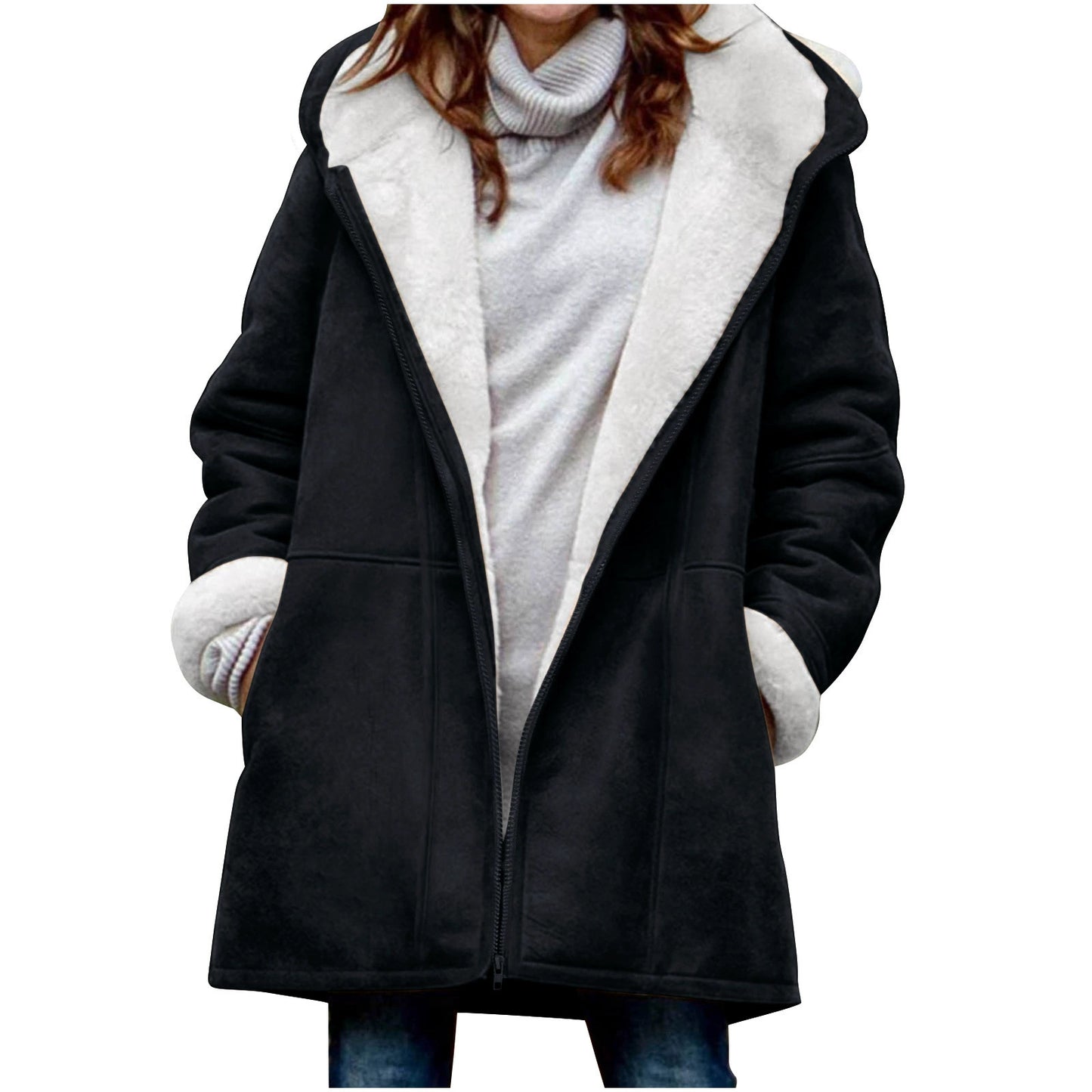 Women's Casual Loose Veet Thickened Solid Color Coats
