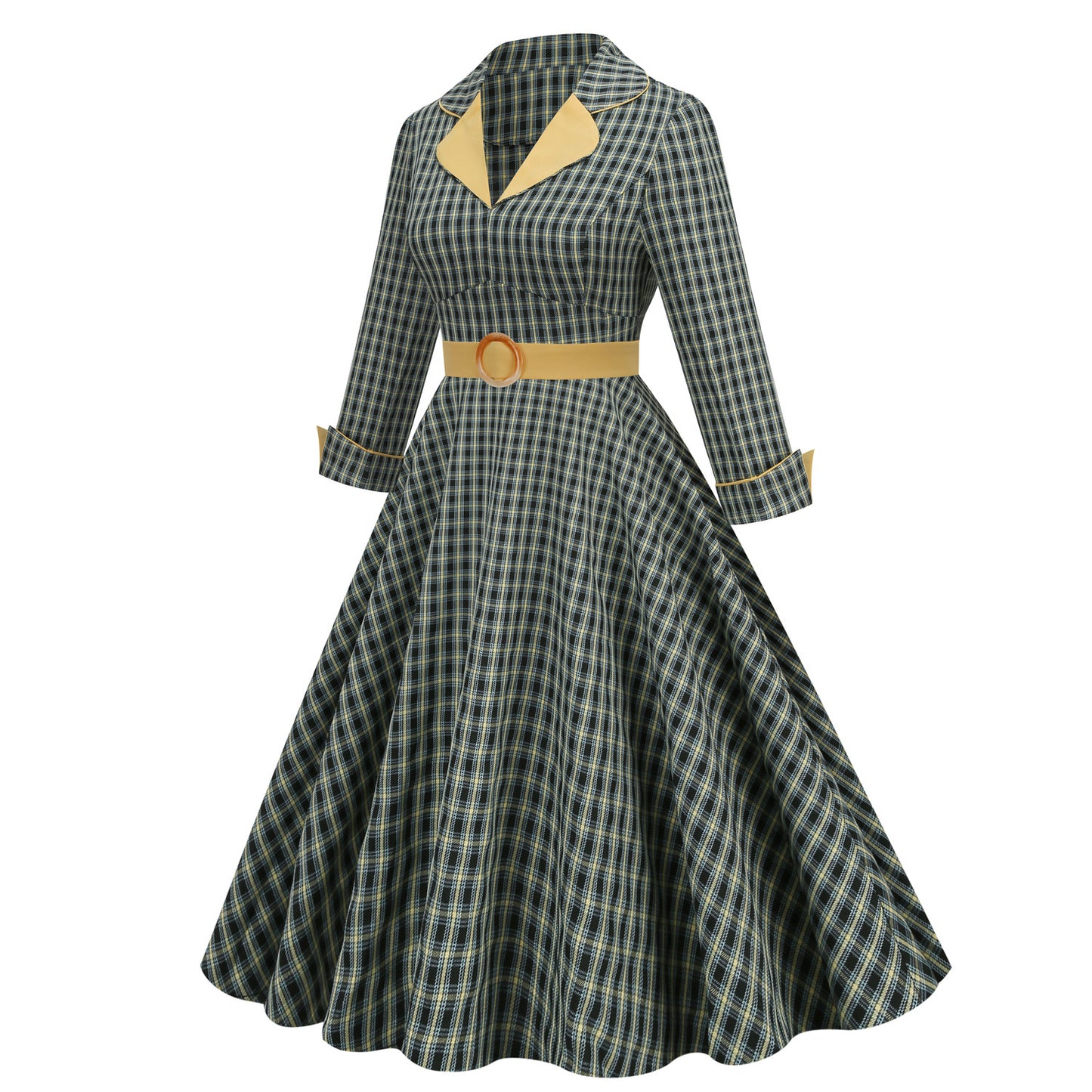 Court Retro Style British Lattice Slim Dresses