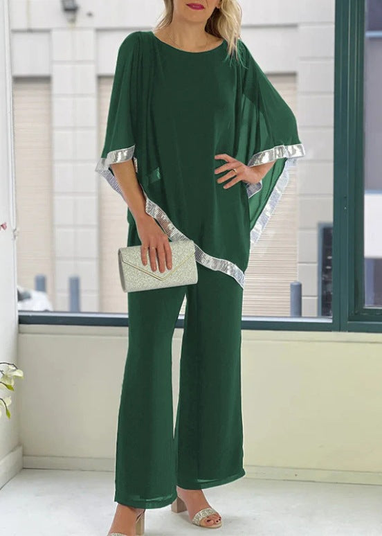 Women's Autumn Sequin Exquisite Round Neck Suits