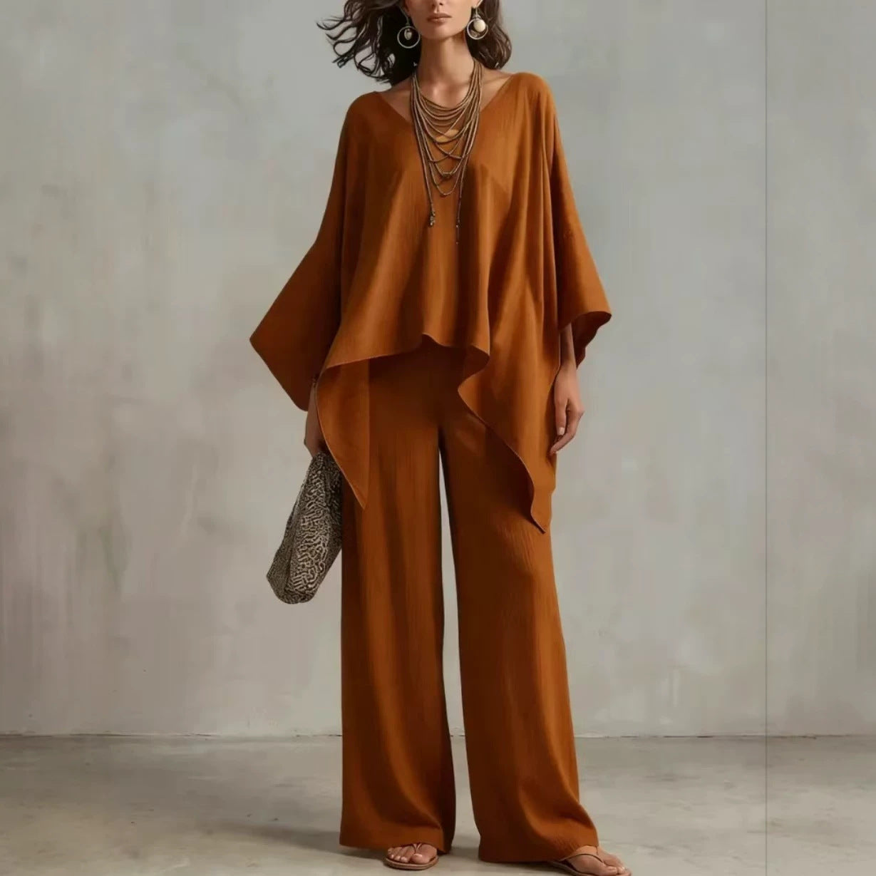 Women's Linen Elegant Simple Loose Ladies Solid Fashion Casual Suit