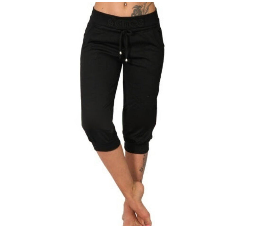 Women's Hot Beads Figure Flattering Middle Skinny Pants