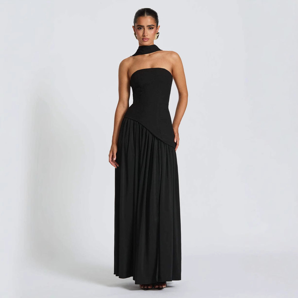 Women's Color Split Dress Fashion Sexy Backless High Dresses