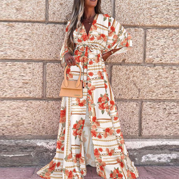 Women's Trendy Sexy Single-breasted Beach Dress Dresses