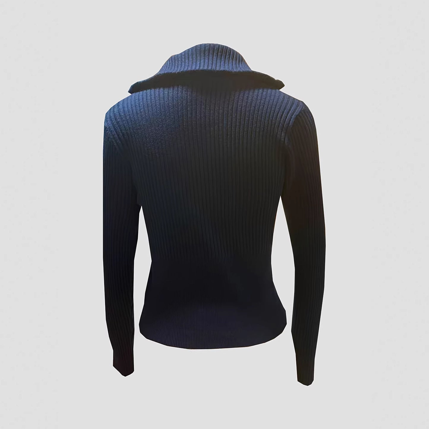 Women's Fashionable Knitted Zipper Slim Lapel Tops