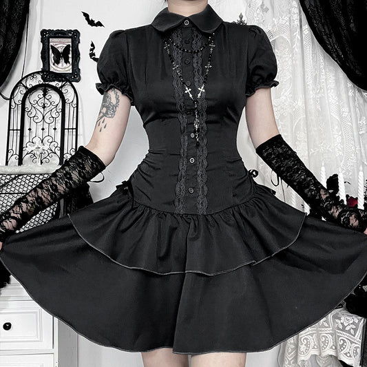 Women's Short-sleeved Dress Summer Retro Wear College Skirts