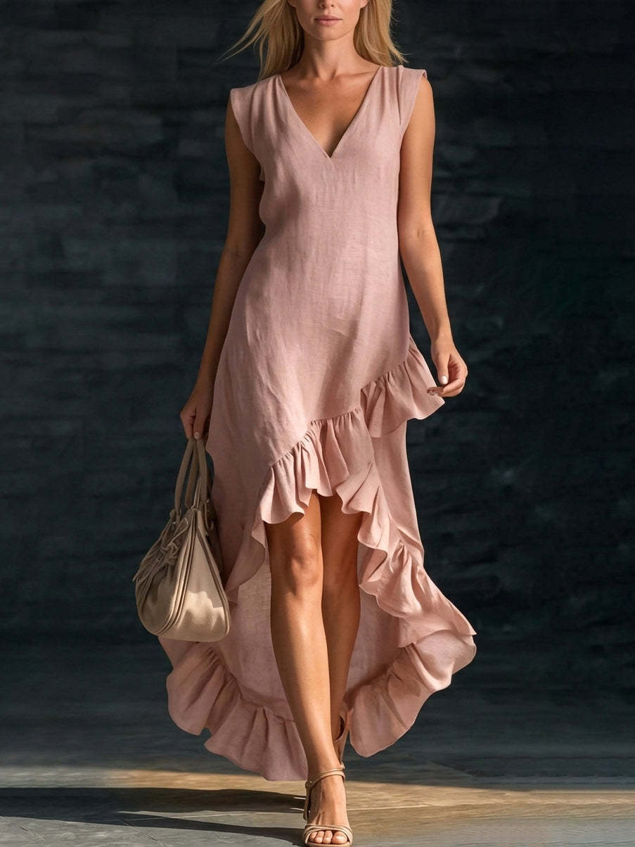 Women's Summer Sleeveless Flounce Vacation Style Slimming Dress