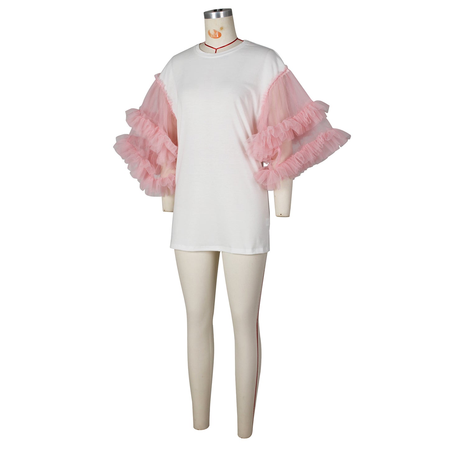 Women's Summer Fashion Casual Loose Stitching Mesh Blouses