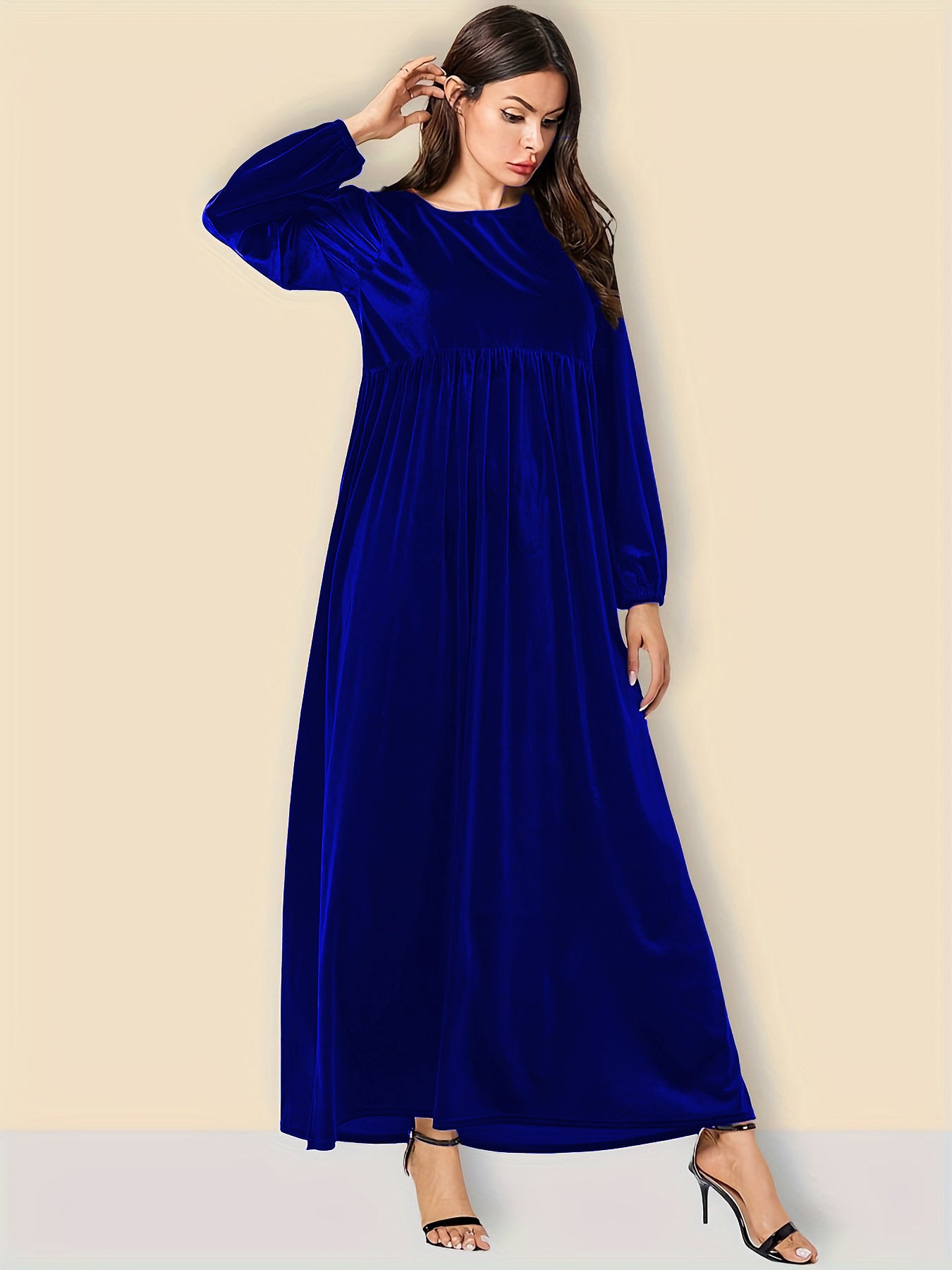 Women's Sexy Round Neck Long Sleeve Veet Dress