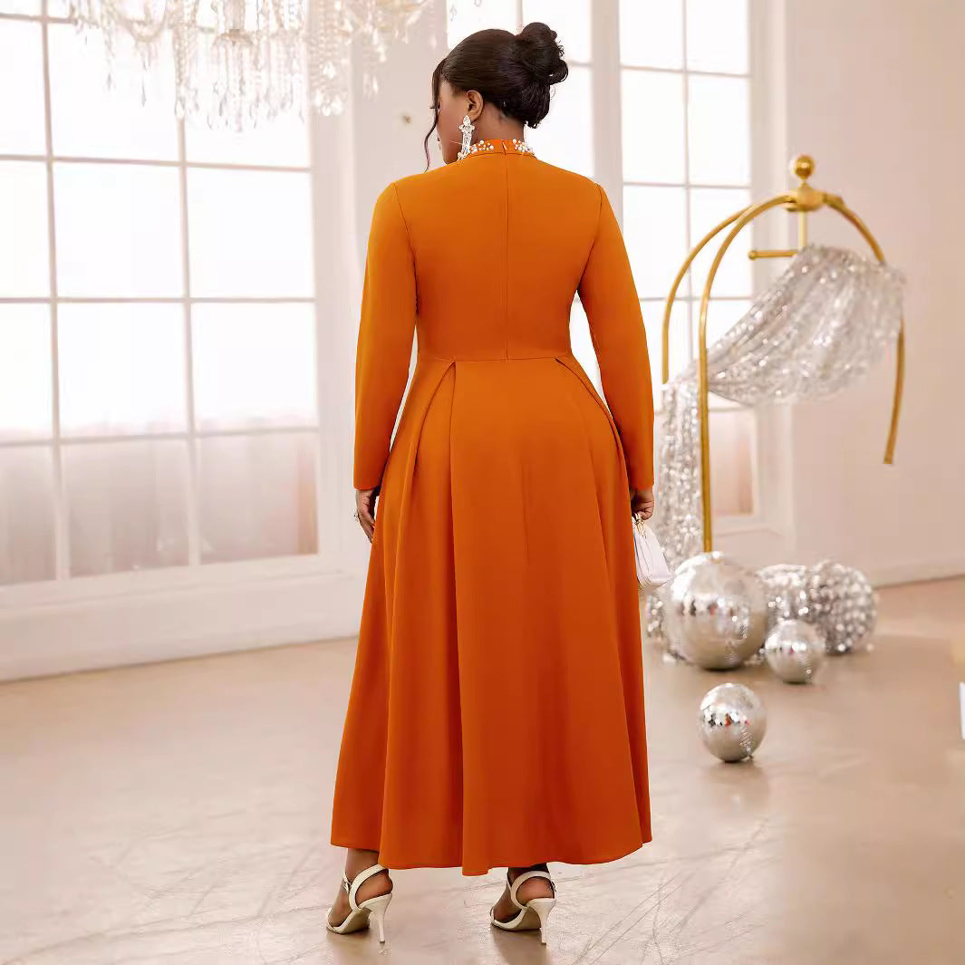 Turtleneck Hollow Dress Commuter Party Beaded Dresses