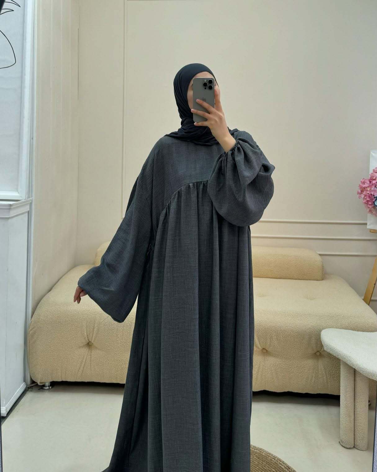 Women's Muslim Wear Robe Solid Color Loose Dresses