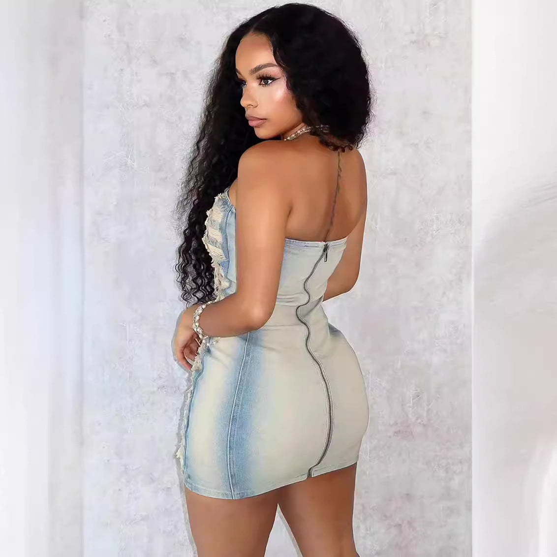 Women's Denim Sexy Hot Dress Washed Hand Dresses